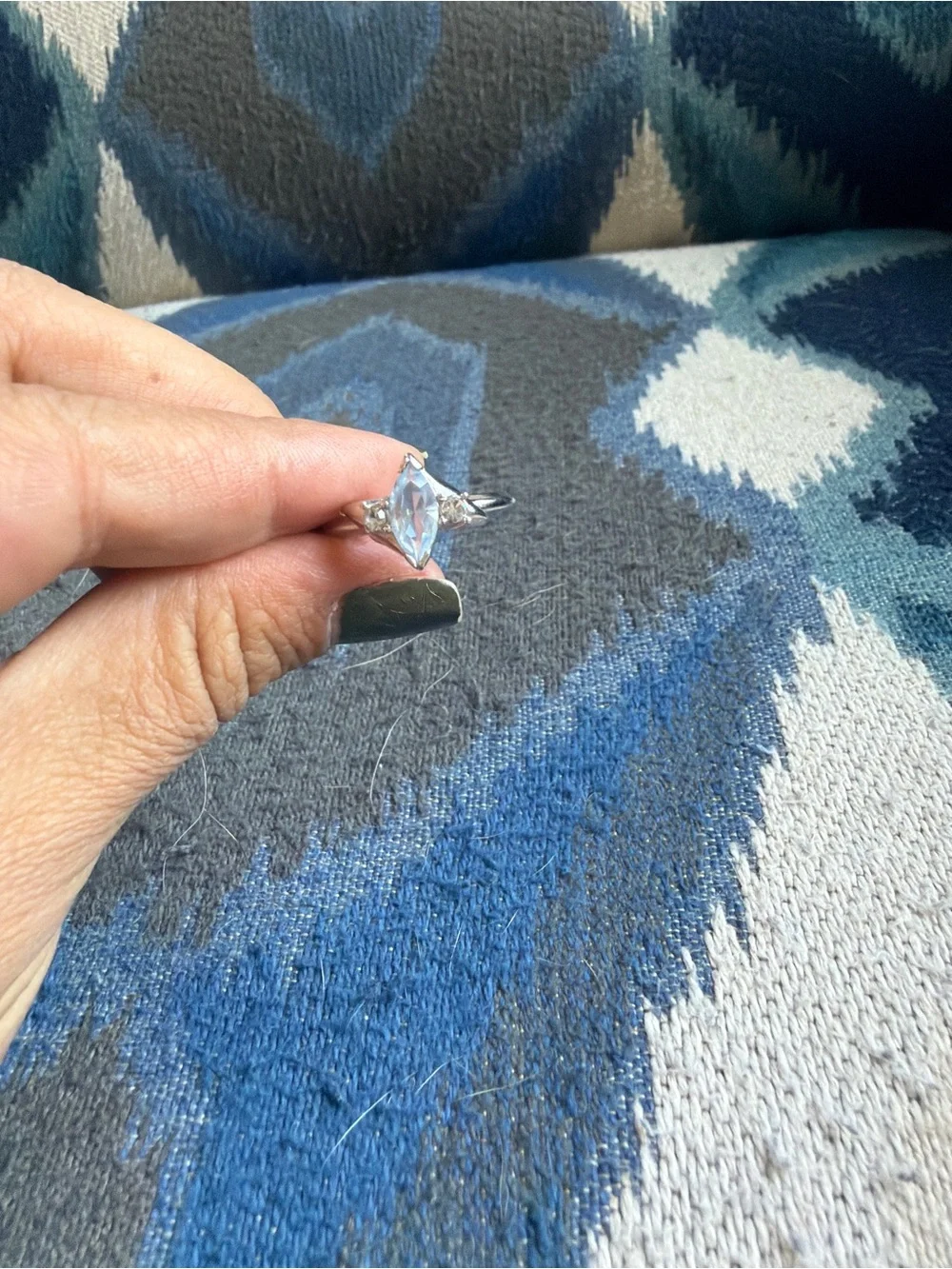 Avon Silver Ring with Clear Marquise Stone